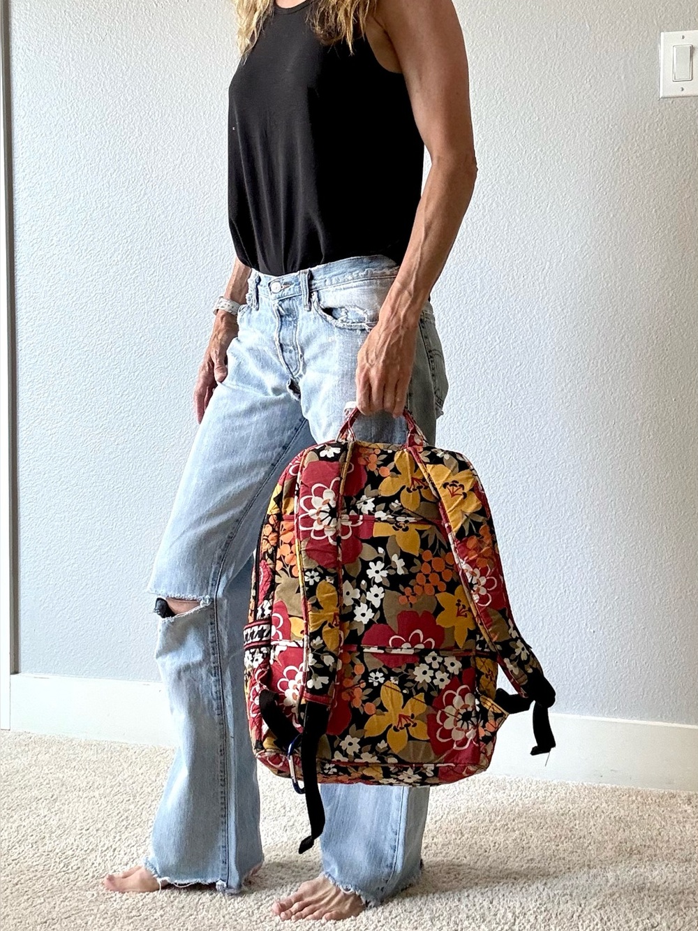 PRICED TO GO! ๐ฅ Vera Bradley Quilted Floral Backpack in Red, Yellow, Black - Picture 5 of 7